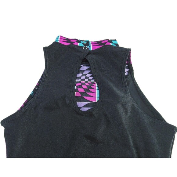 Gilda Marx Vintage High Neck Keyhole Geometric Dance Leotard Adult XS (Y/J) NWT - Picture 4 of 14